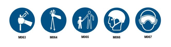 Gebotszeichen für mehr Sicherheit beim Sport und in der Freizeit - M063, M064, M065, M066, M067