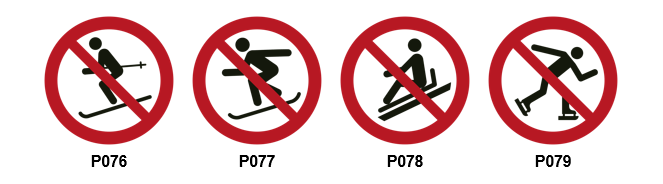 Neue Verbotszeichen Wintersport - P076, P077, P078, P079